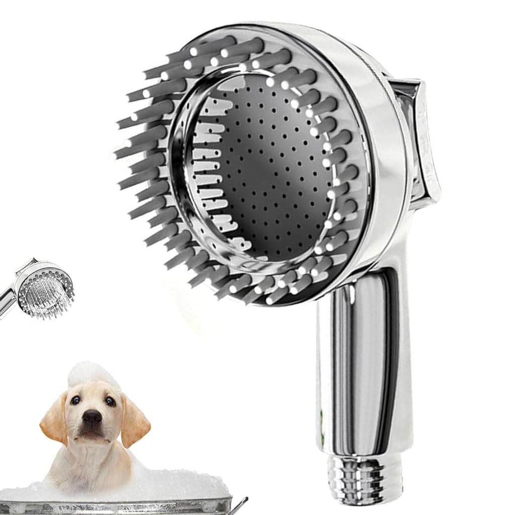 Qpets Pet Shower Head Attachment with Dog Brush, 2 in 1 Grooming Tool Kit for Dogs and Cats, Pet Shower Head for All Breeds and Sizes - Easy Installation & Enhanced Cleaning Qpets Pet Shower Head Attachment with Dog Brush, 2 in 1 Grooming Tool Kit for Dogs and Cats, Pet Shower Head for All Breeds and Sizes - Easy Installation & Enhanced Cleaning